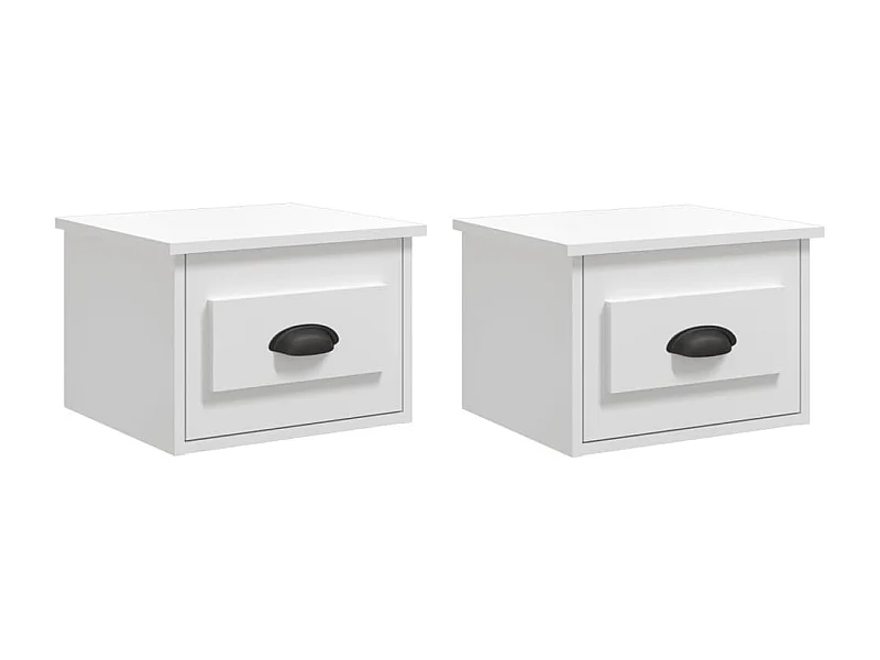 Comodini sospesi 2 pz bianco lucido 41,5x36x28 cm