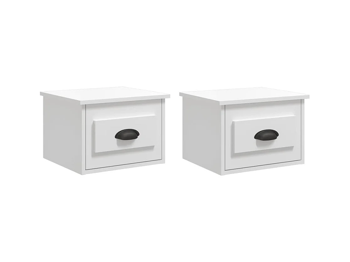 Wandhangende nachtkastjes 2 stuks glanzend wit 41,5x36x28 cm