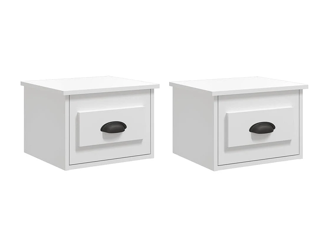 Tables de chevet murales 2 pcs blanc brillant 41,5x36x28 cm
