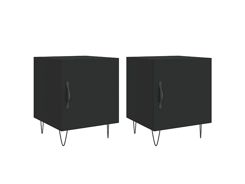 Tables de chevet 2 pcs noir 40x40x50 cm bois d’ingénierie