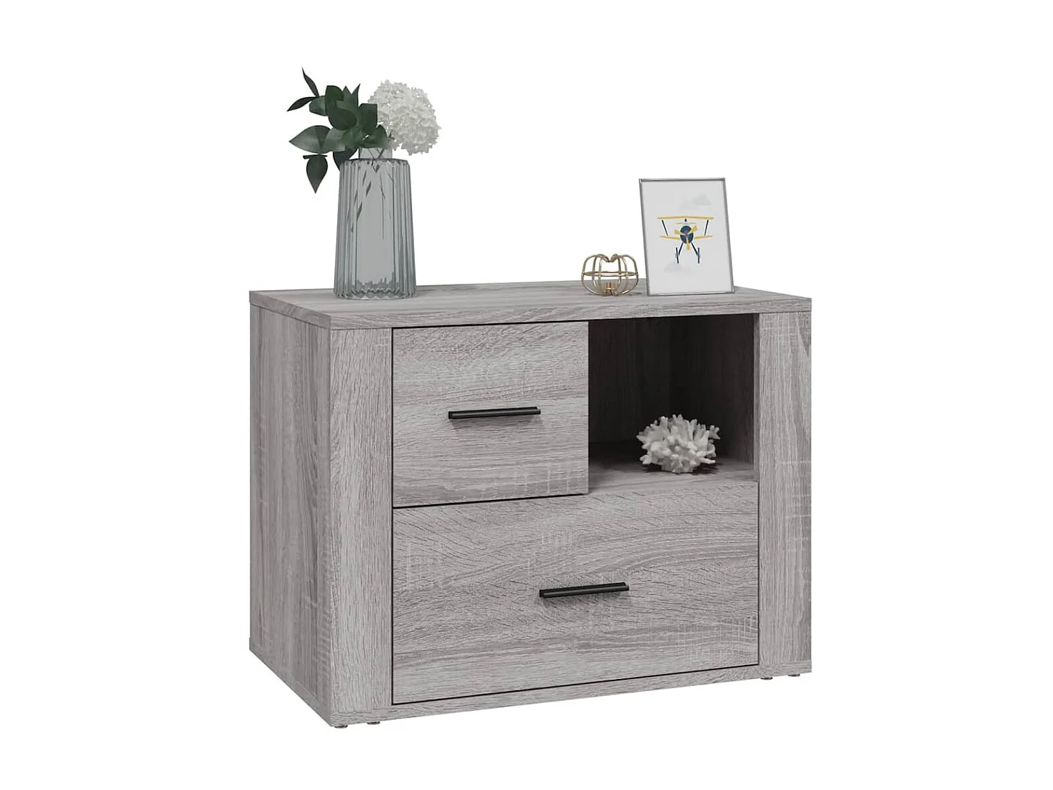 Mesita de noche Sonoma gris 60x36x45 cm Madera contrachapada