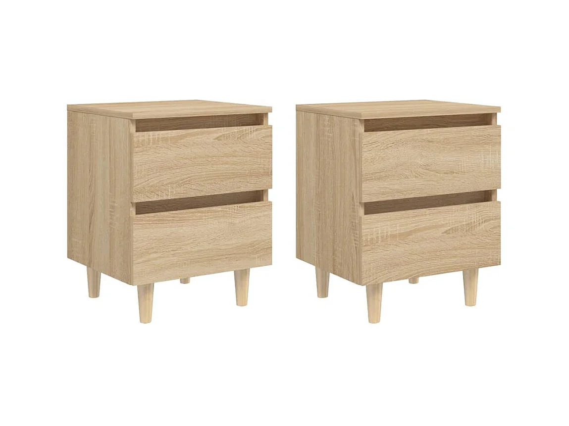 Tables de chevet pieds en pin 2 pcs Chêne sonoma 40x35x50 cm