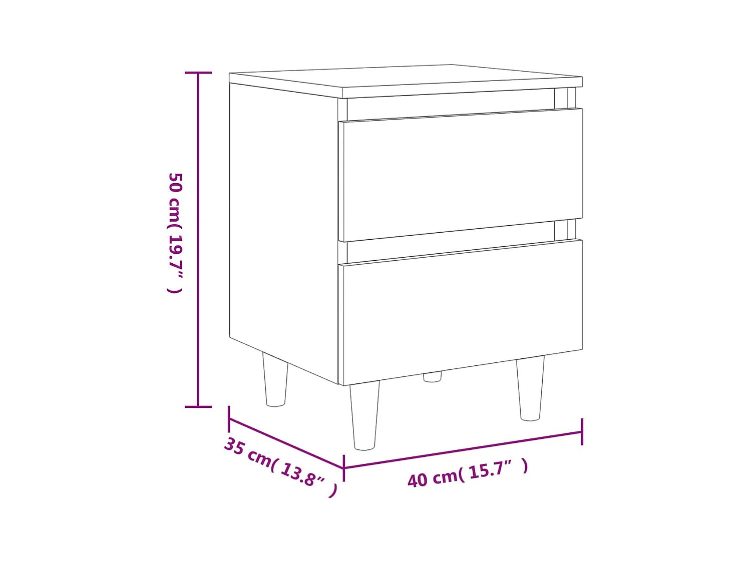 Tables de chevet pieds en pin 2 pcs Chêne sonoma 40x35x50 cm