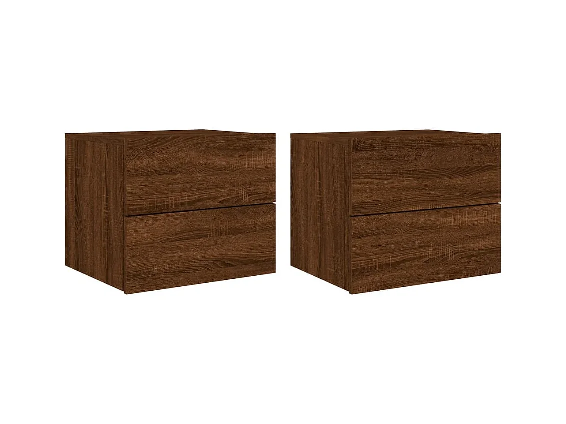 Nachtkastjes voor wandmontage met LED-verlichting 2 stuks bruin eiken