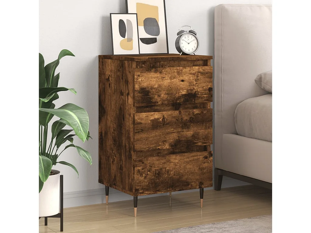 Nachttisch aus geräucherter Eiche, 40 x 35 x 69 cm, Holzwerkstoff