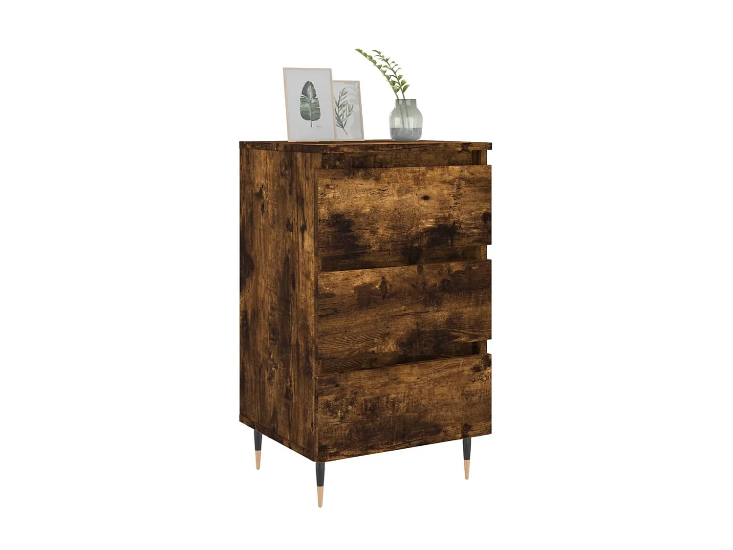 Nachttisch aus geräucherter Eiche, 40 x 35 x 69 cm, Holzwerkstoff