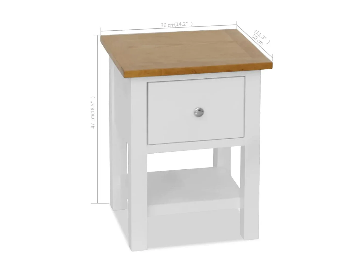 Table de chevet 36 x 30 x 47 cm Bois de chêne massif