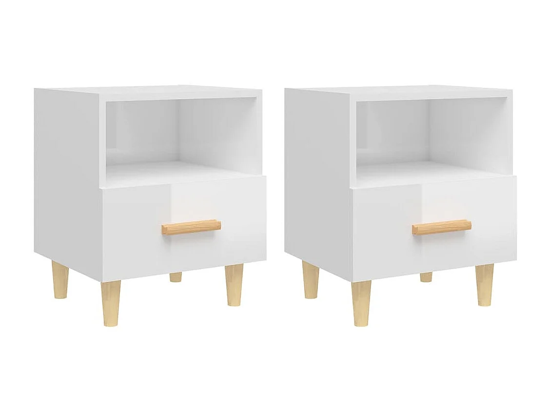 Mesitas de noche 2 uds Blanco brillo 40x35x47 cm