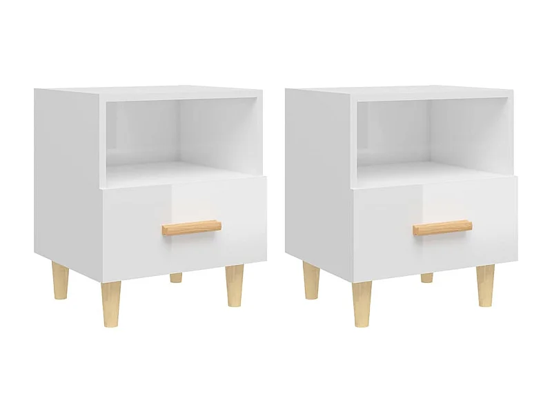 Comodini 2 pz Bianco lucido 40x35x47 cm