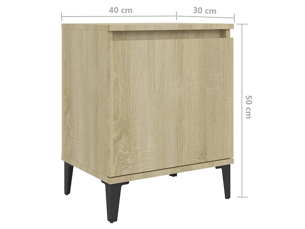 Comodini gambe in metallo 2 pz Rovere Sonoma 40x30x50 cm