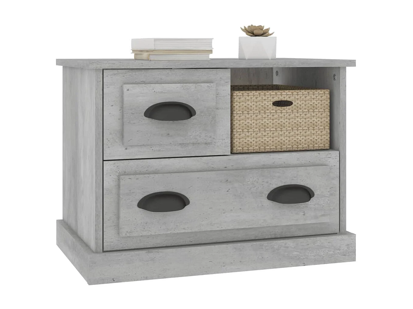 Table de chevet gris béton 60x39x45 cm