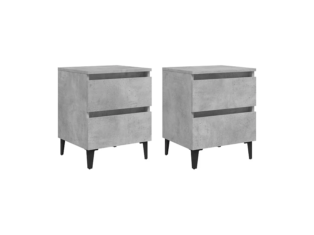 Tables de chevet 2 pcs Gris béton 40x35x50 cm Aggloméré
