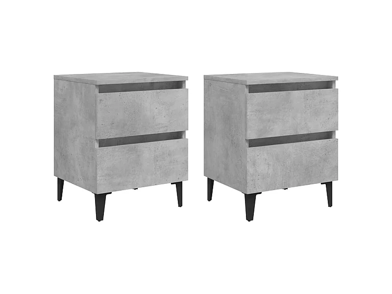 Tables de chevet 2 pcs Gris béton 40x35x50 cm Aggloméré