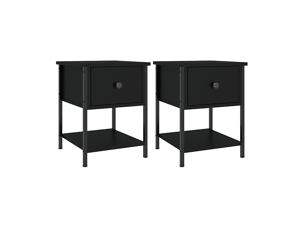Tables de chevet 2 pcs noir 34x35,5x45 cm bois d'ingénierie