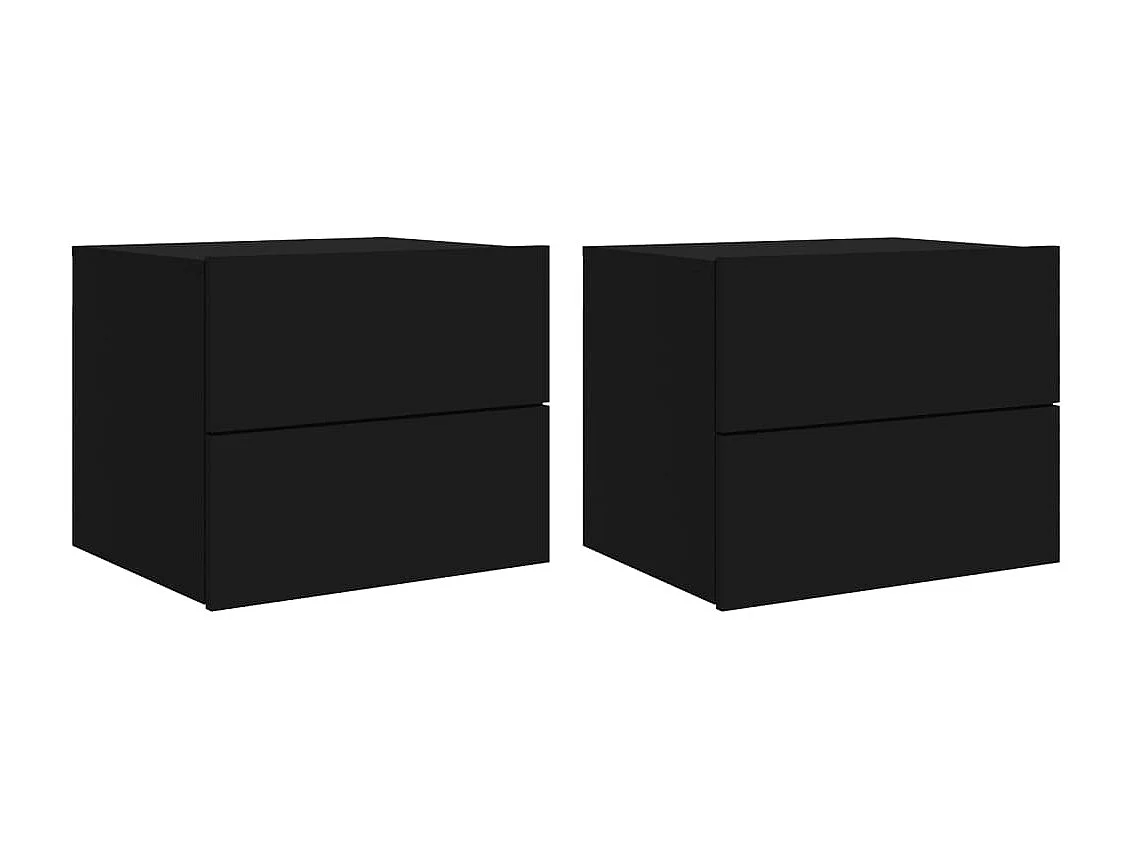 Nachtkastjes voor wandmontage met LED-verlichting 2 stuks zwart