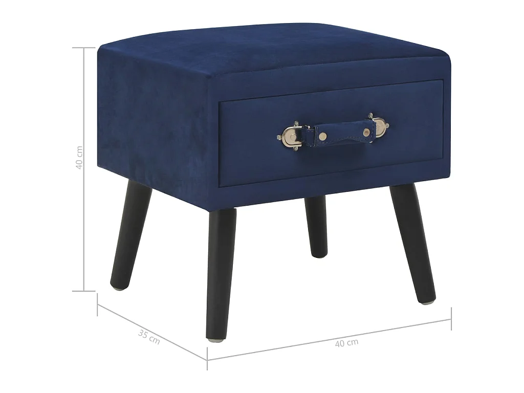 Mesita de noche Azul 40x35x40 cm Terciopelo
