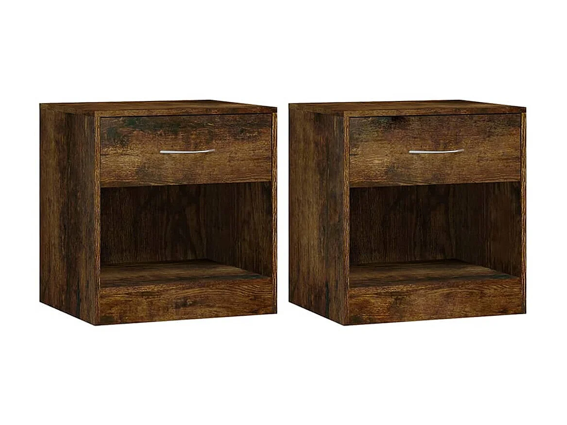 2 mesitas de noche con cajón Roble ahumado