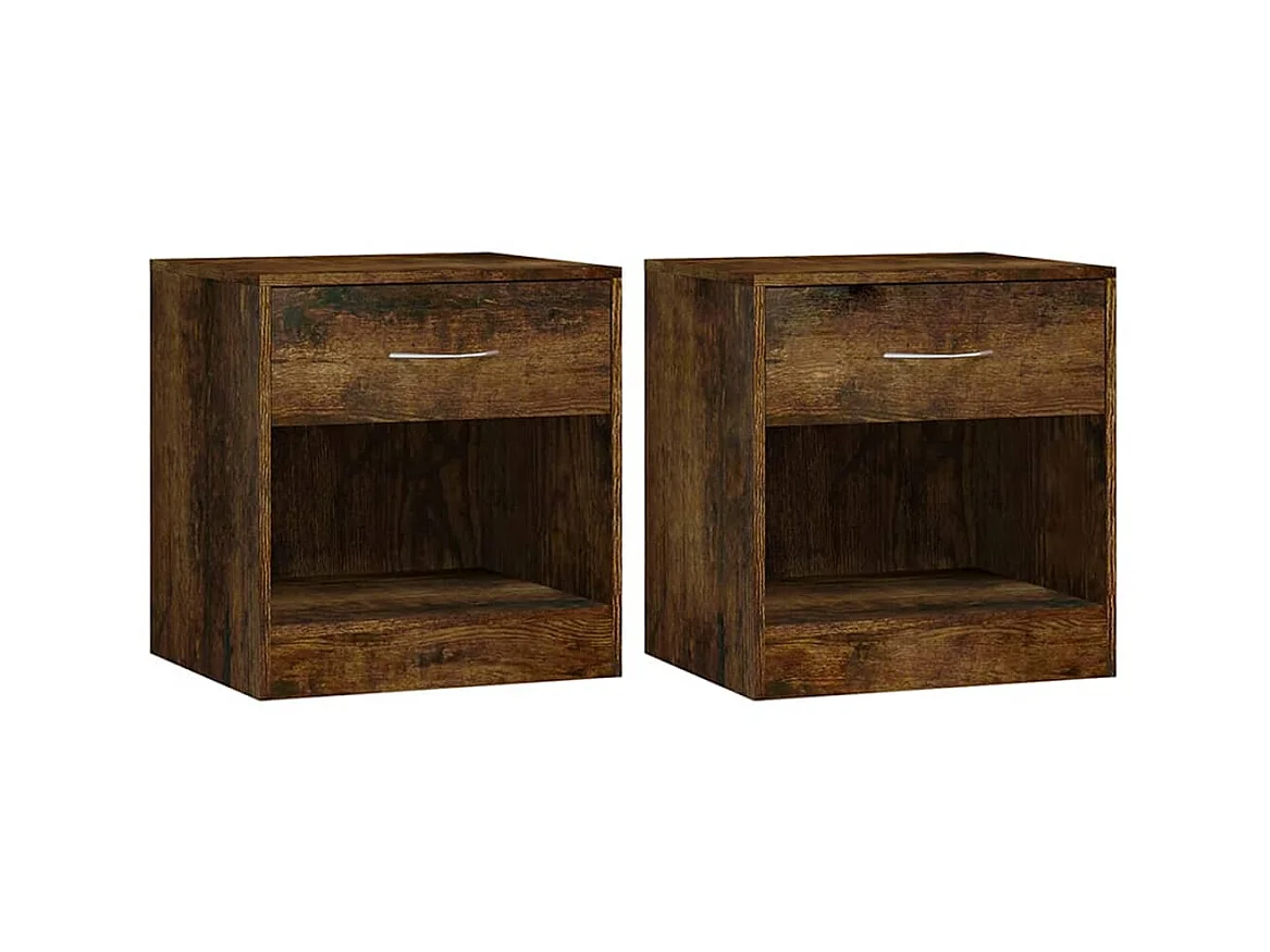 Tables de chevet 2 pcs avec tiroir Chêne fumé