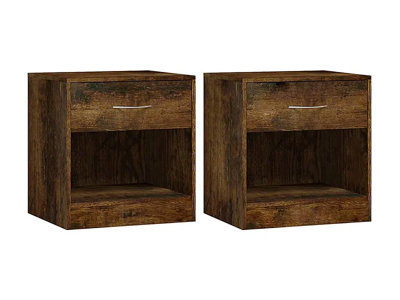 2 comodini con cassetto Rovere affumicato