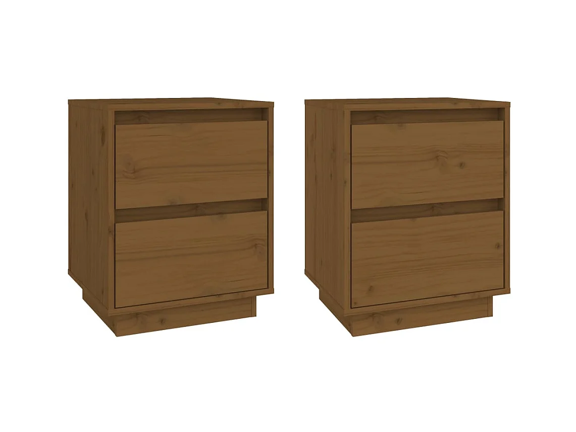 Tables de chevet 2pcs Marron miel 40x35x50cm Bois de pin solide