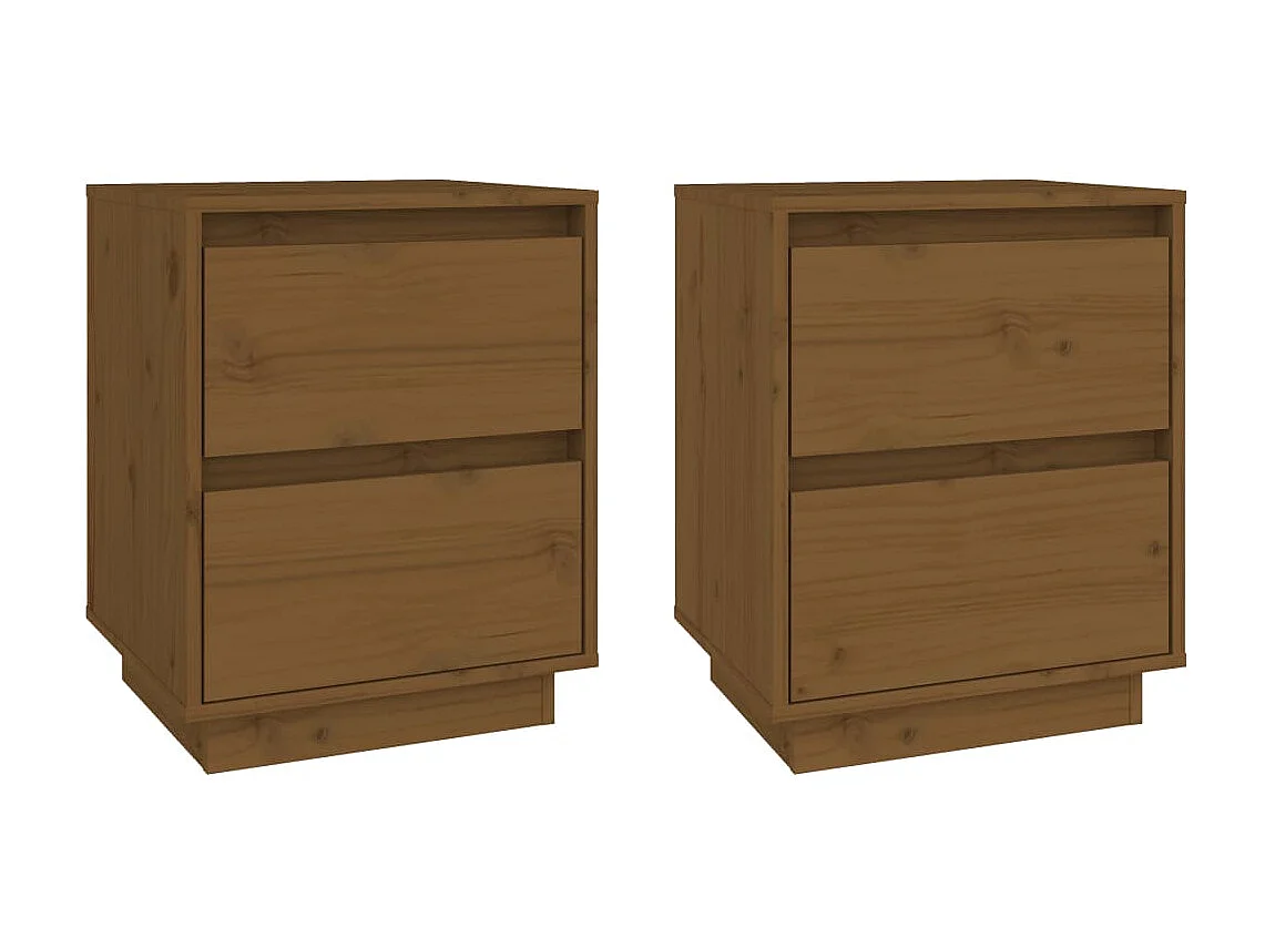 Tables de chevet 2pcs Marron miel 40x35x50cm Bois de pin solide