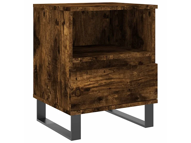 Mesita de noche de roble ahumado 40x35x50 cm de madera contrachapada