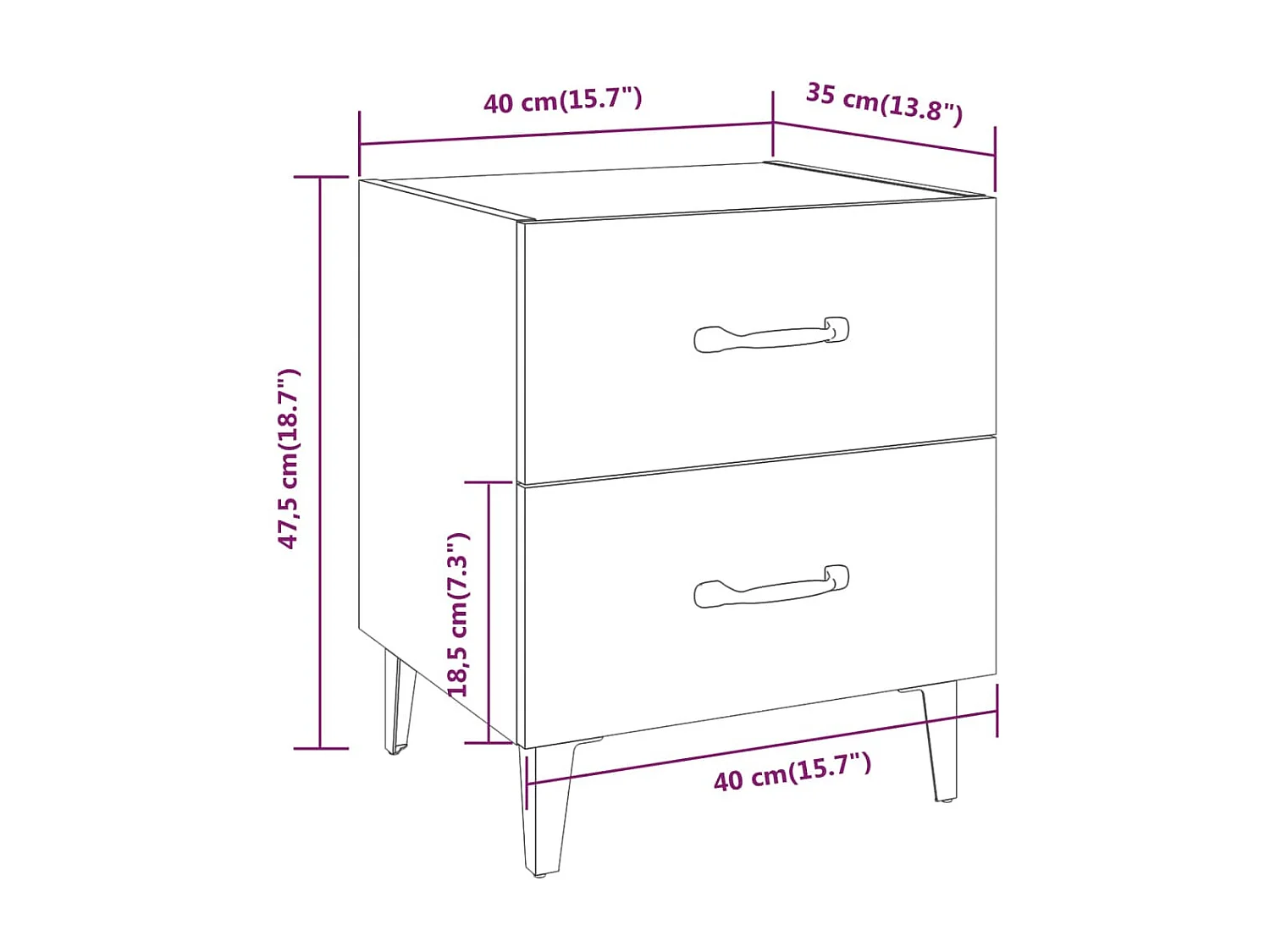 Nachtkastjes 2 stuks Zwart 40x35x47,5 cm