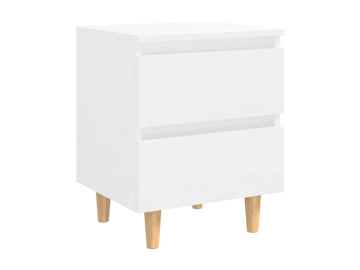 Tables de chevet pieds en pin 2 pcs Blanc brillant 40x35x50 cm