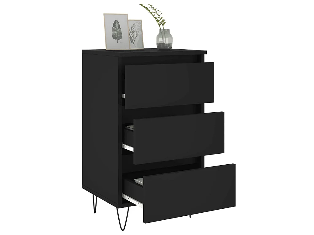 Nachtkastjes 2 stuks zwart 40x35x69 cm parket