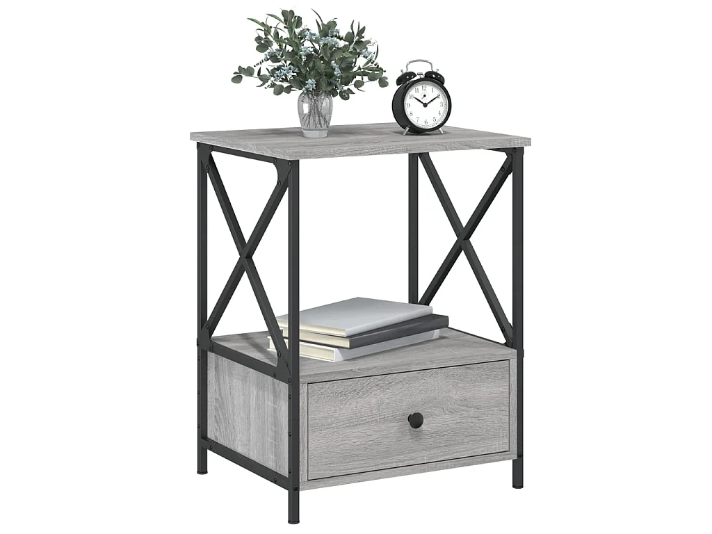 Table de chevet sonoma gris 50x41x65 cm bois d'ingénierie