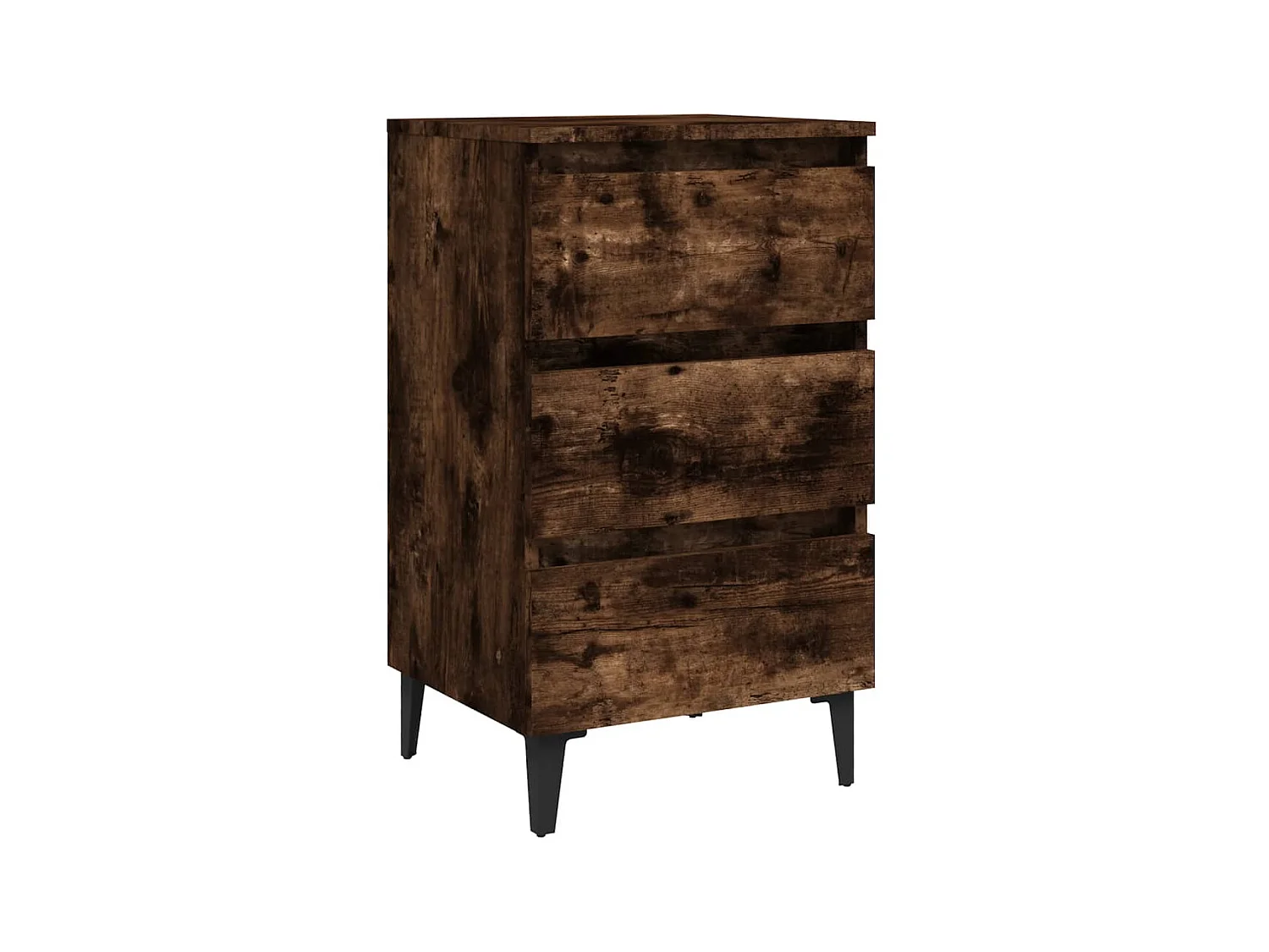 Nachtkastje met metalen poten Gerookt eiken 40x35x69 cm