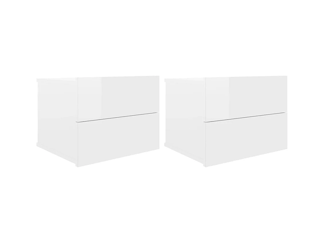 Nachtkastjes 2 stuks Glanzend wit 40 x 30 x 30 cm Spaanplaat