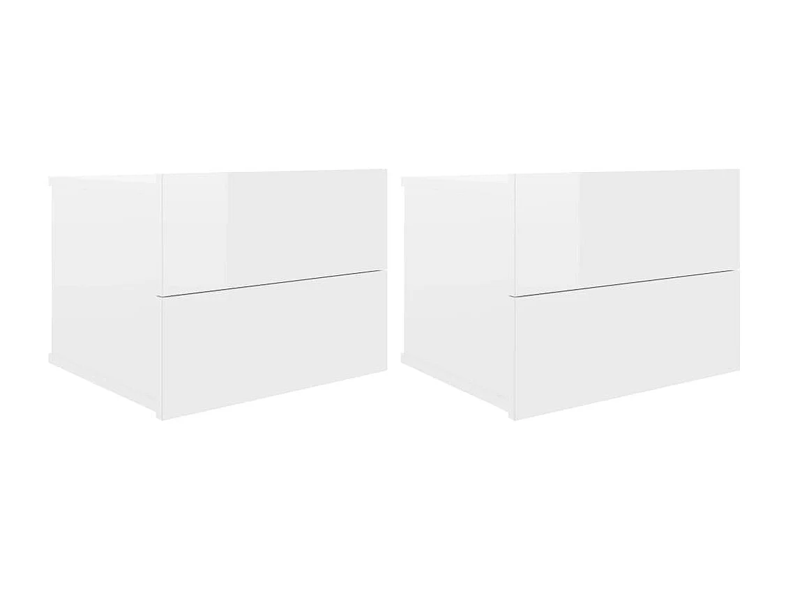 Comodini 2 pz Bianco lucido 40 x 30 x 30 cm Truciolare