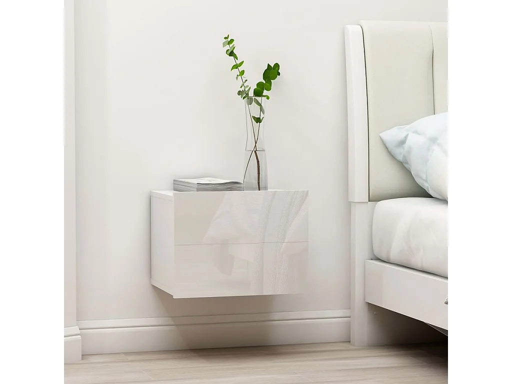 Comodini 2 pz Bianco lucido 40 x 30 x 30 cm Truciolare