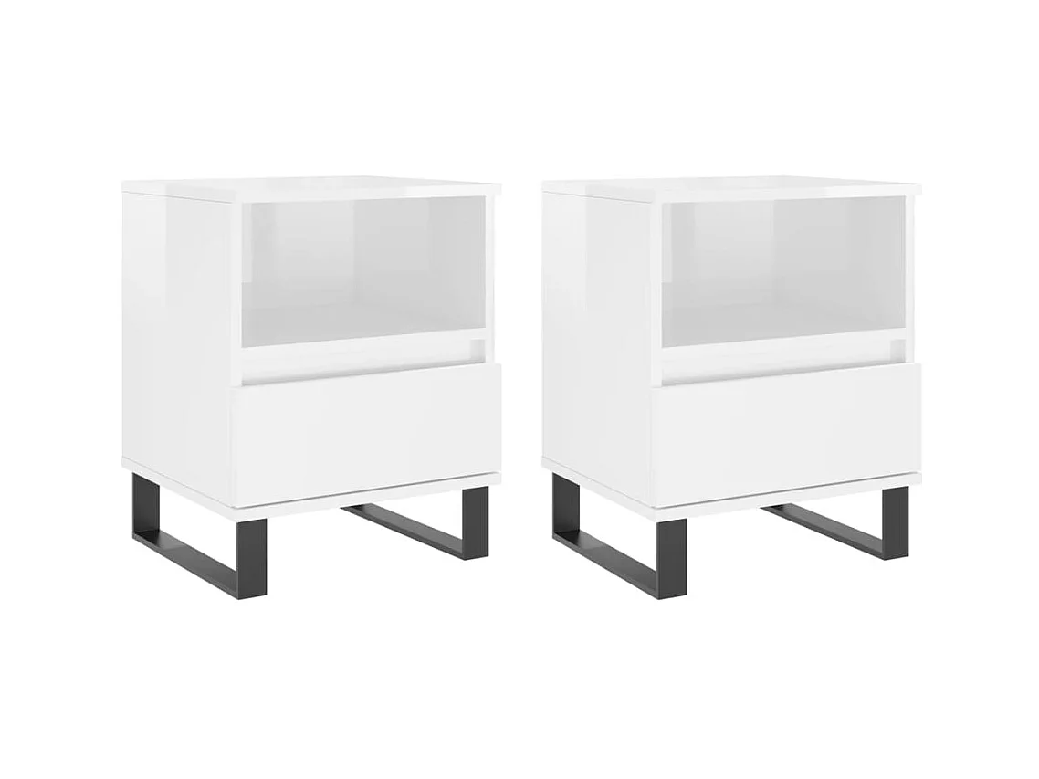 Tables de chevet 2 pcs blanc brillant 40x35x50 cm