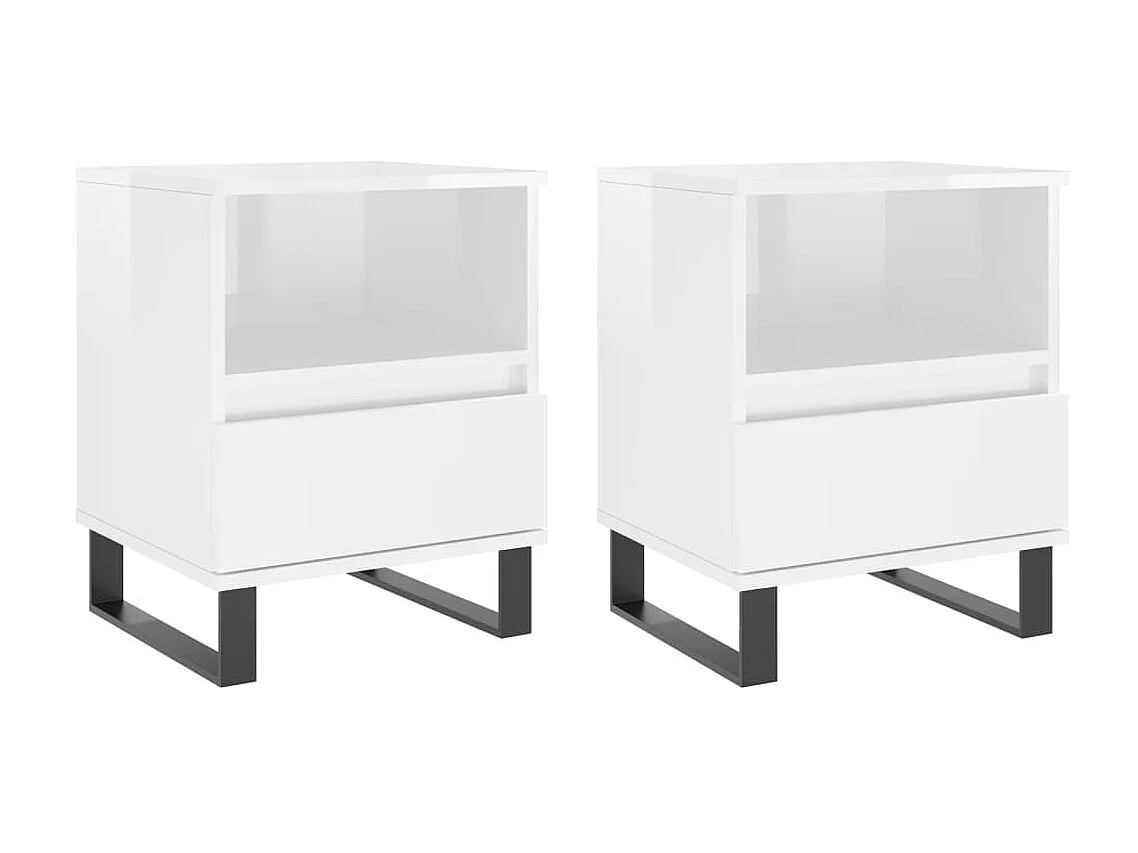 Tables de chevet 2 pcs blanc brillant 40x35x50 cm