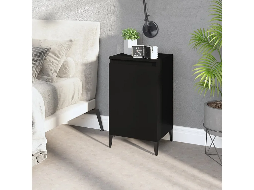 Table de chevet noir 40x35x70 cm bois d’ingénierie