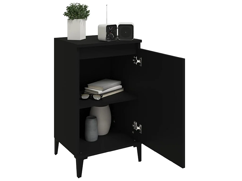 Table de chevet noir 40x35x70 cm bois d’ingénierie