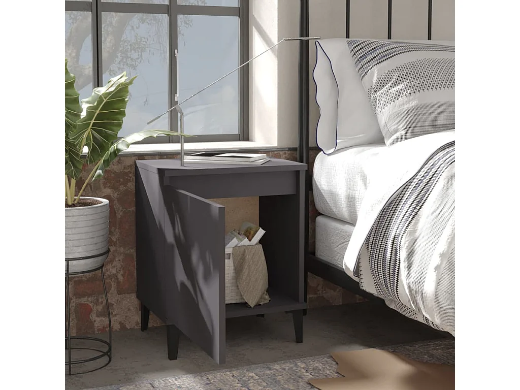 Table de chevet avec pieds en métal Gris 40x30x50 cm