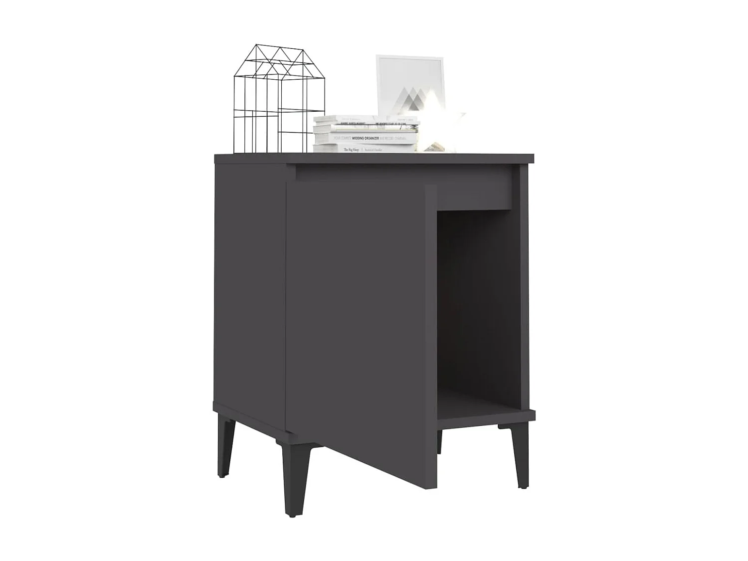 Table de chevet avec pieds en métal Gris 40x30x50 cm