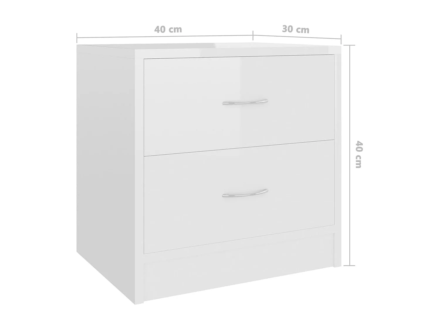 Mesa de cabeceira branco brilhante 40 x 30 x 40 cm aglomerado