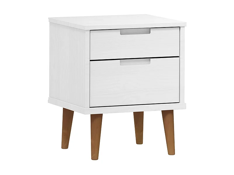 Comodino MOLDE bianco 40x35x48 cm in legno massello di pino