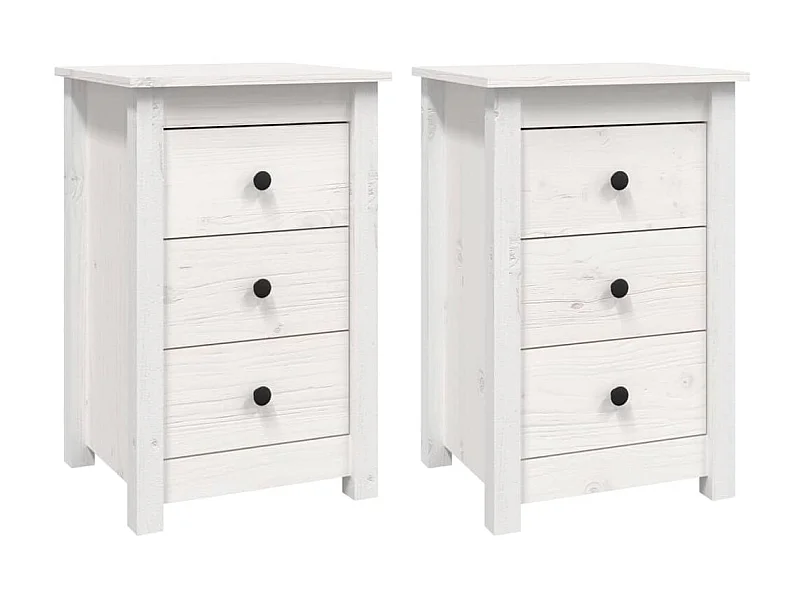 Comodini 2 pz Bianco 40x35x61,5 cm Legno di pino massiccio