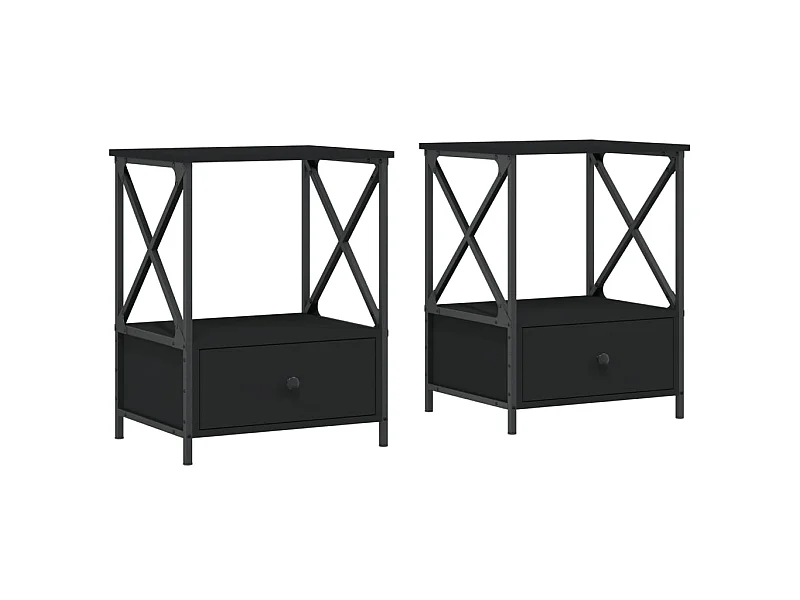 Tables de chevet 2 pcs noir 50x41x65 cm bois d’ingénierie