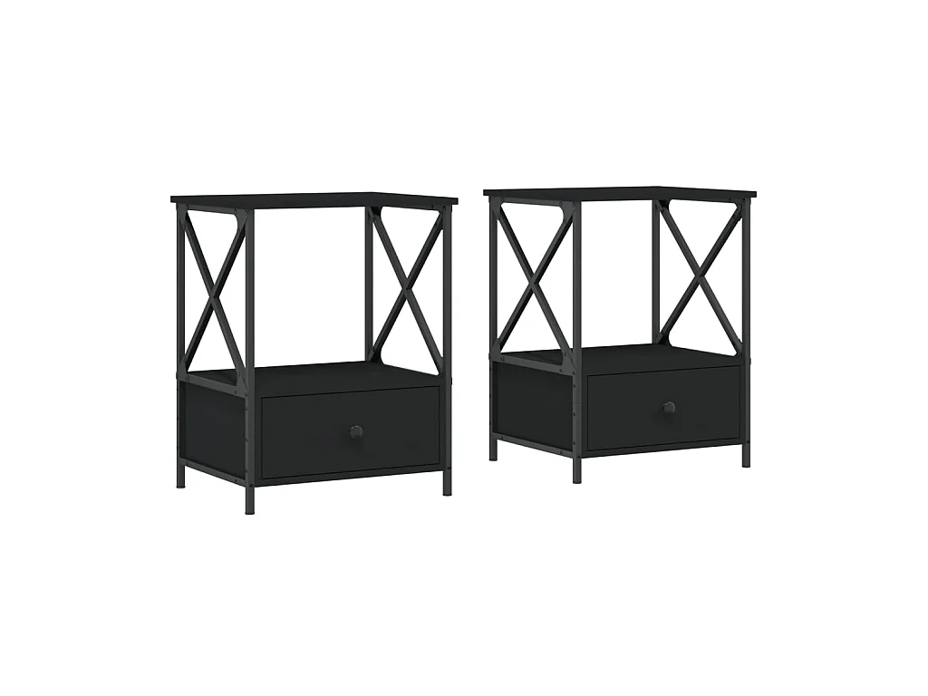 Tables de chevet 2 pcs noir 50x41x65 cm bois d’ingénierie