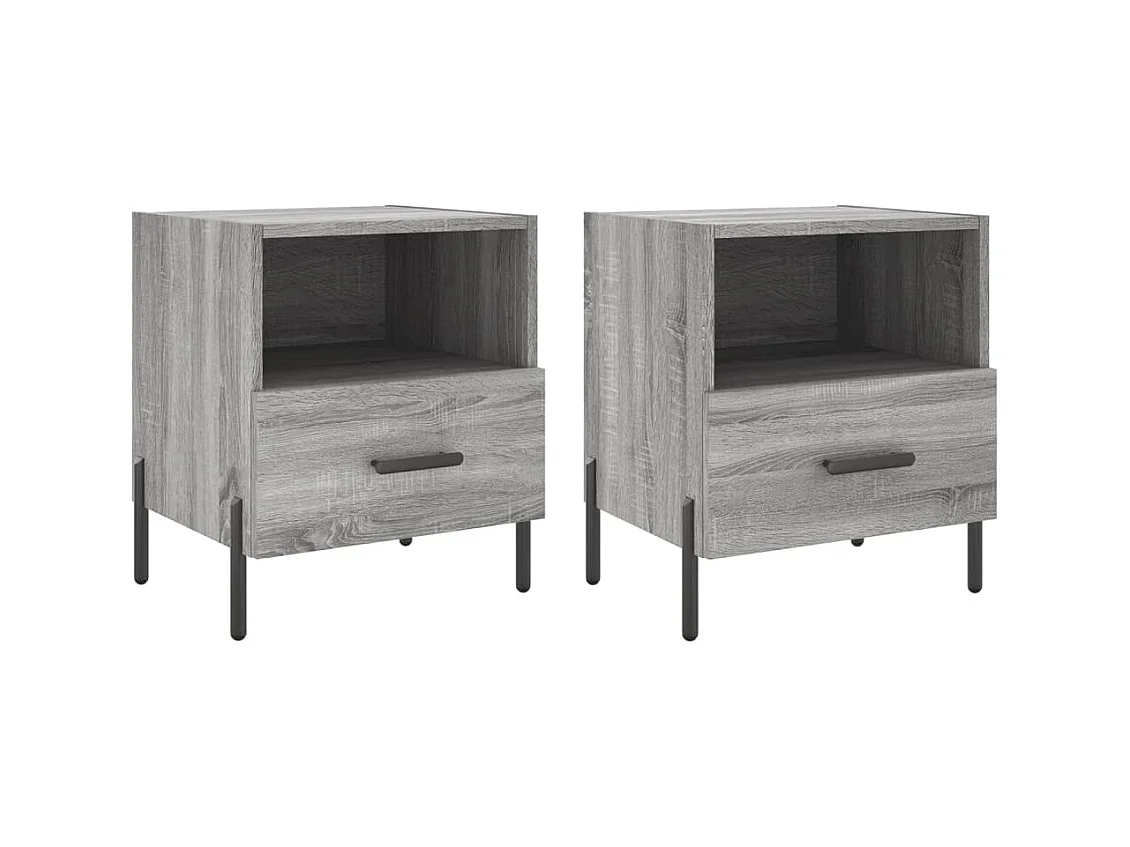 Comodini 2 pz sonoma grigio 40x35x47,5 cm