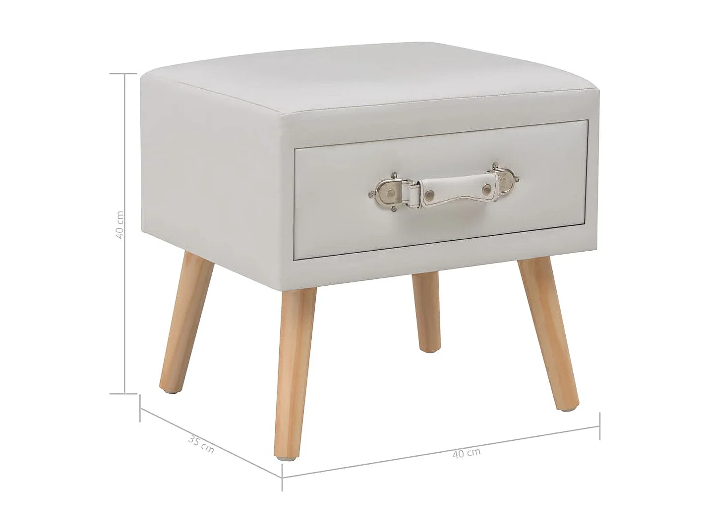 Comodini 2 pz Bianco 40x35x40 cm Ecopelle