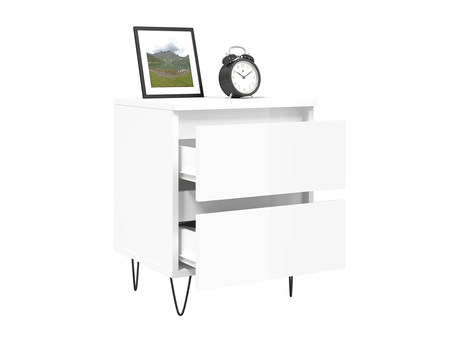 Table de chevet Blanc brillant 40x35x50 cm Bois d’ingénierie