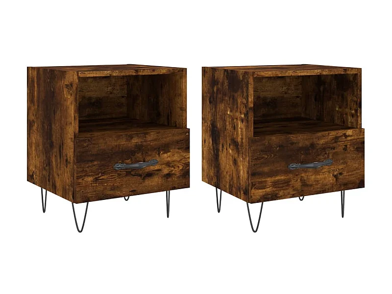 Tables de chevet 2pcs chêne fumé 40x35x47,5cm bois d’ingénierie