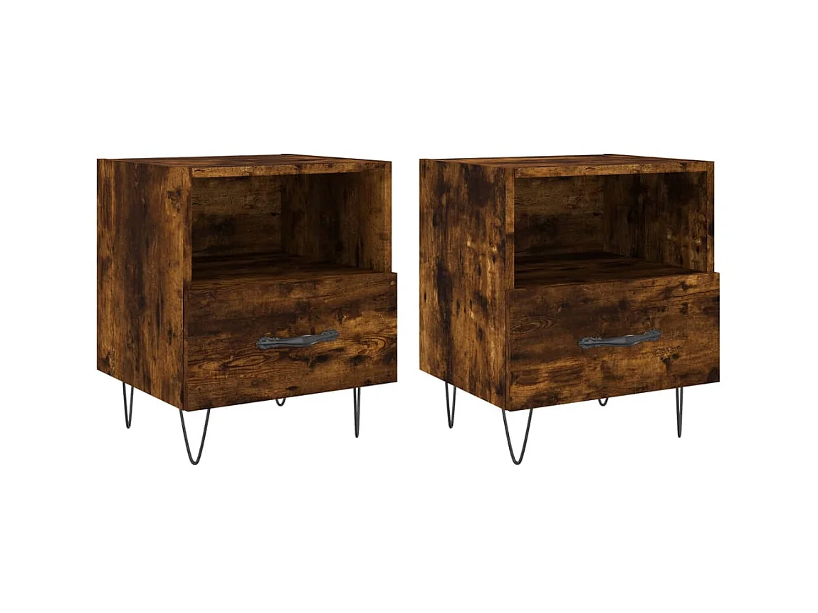 Tables de chevet 2pcs chêne fumé 40x35x47,5cm bois d’ingénierie